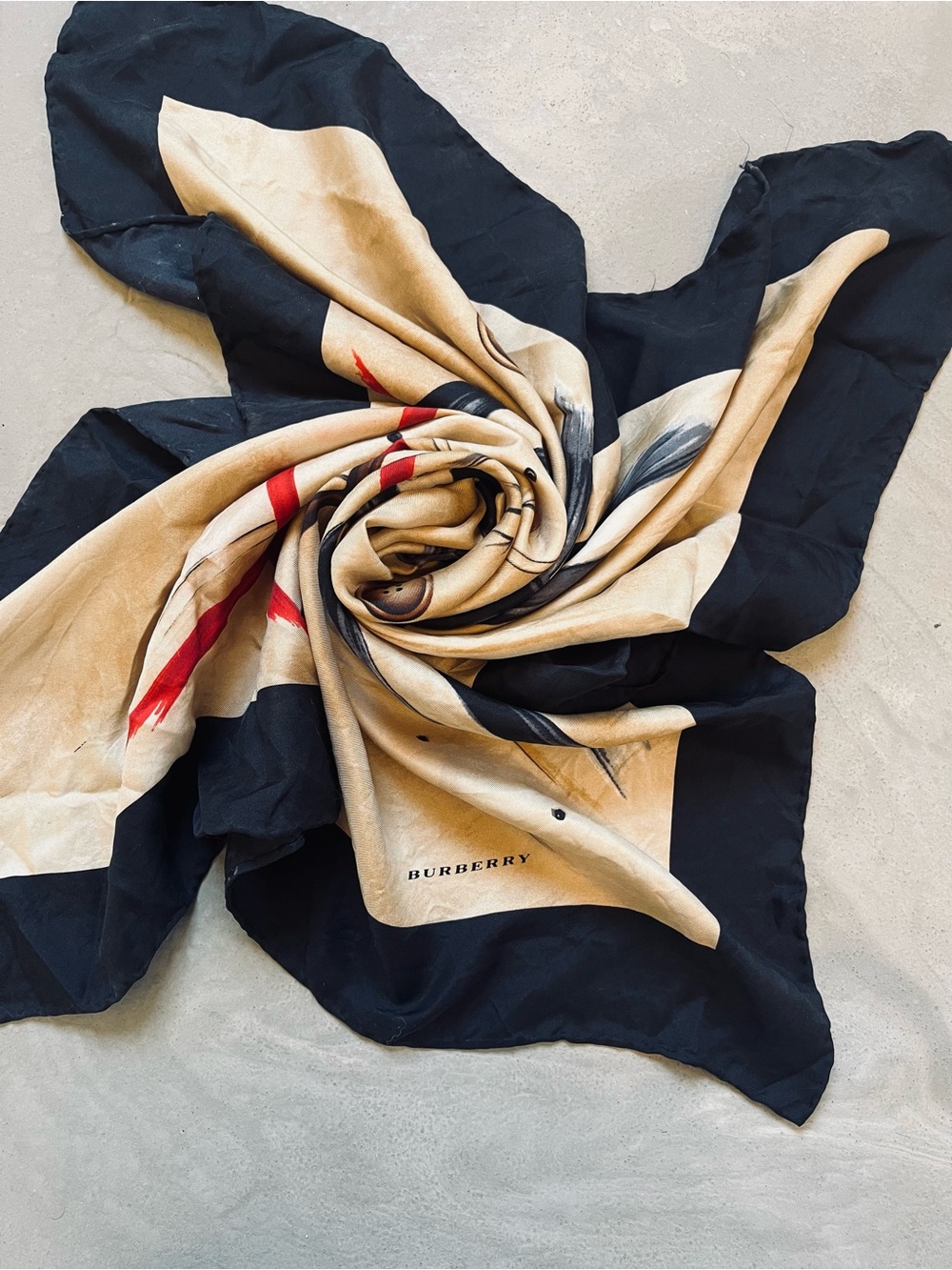 Burberry London Vintage Trench Nova Check Plaid 100% Silk Large Scarf - Picture 6 of 7